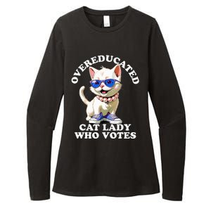 Overeducated Cat Lady Who Votes For Kamala Harris 2024 Funny Womens CVC Long Sleeve Shirt