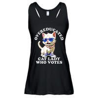 Overeducated Cat Lady Who Votes For Kamala Harris 2024 Funny Ladies Essential Flowy Tank