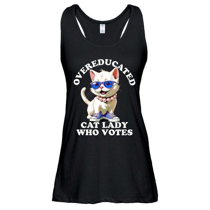 Overeducated Cat Lady Who Votes For Kamala Harris 2024 Funny Ladies Essential Flowy Tank