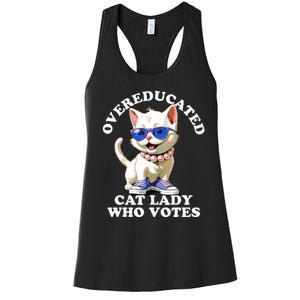 Overeducated Cat Lady Who Votes For Kamala Harris 2024 Funny Women's Racerback Tank