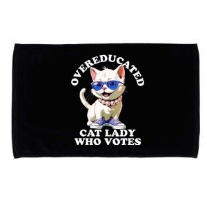 Overeducated Cat Lady Who Votes For Kamala Harris 2024 Funny Microfiber Hand Towel