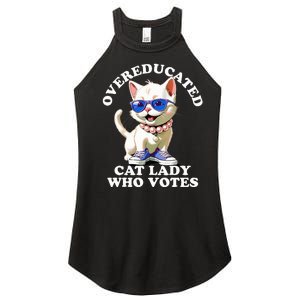 Overeducated Cat Lady Who Votes For Kamala Harris 2024 Funny Women's Perfect Tri Rocker Tank