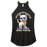 Overeducated Cat Lady Who Votes For Kamala Harris 2024 Funny Women's Perfect Tri Rocker Tank