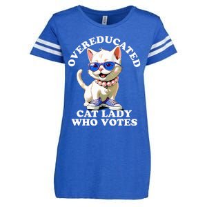 Overeducated Cat Lady Who Votes For Kamala Harris 2024 Funny Enza Ladies Jersey Football T-Shirt