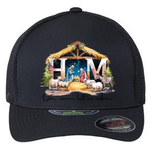 Oh Come Let Us Adore Him Jesus Christ Christmas Holiday Flexfit Unipanel Trucker Cap