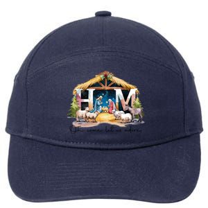 Oh Come Let Us Adore Him Jesus Christ Christmas Holiday 7-Panel Snapback Hat