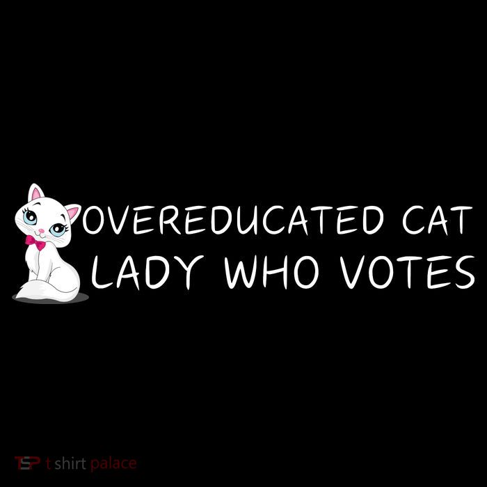 Overeducated Cat Lady Who Votes Drawstring Bag