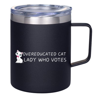Overeducated Cat Lady Who Votes 12oz Stainless Steel Coffee Mug