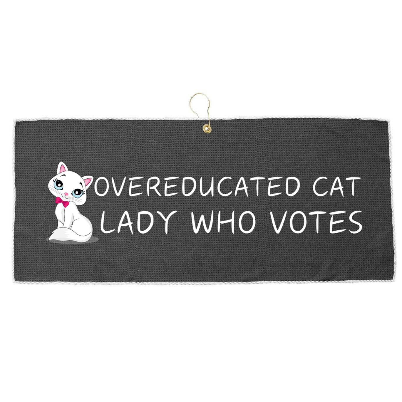 Overeducated Cat Lady Who Votes Large Microfiber Waffle Golf Towel