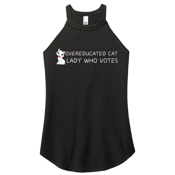 Overeducated Cat Lady Who Votes Women's Perfect Tri Rocker Tank