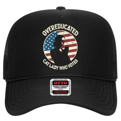 Overeducated Cat Lady Who Votes High Crown Mesh Back Trucker Hat