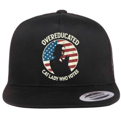 Overeducated Cat Lady Who Votes Flat Bill Trucker Hat