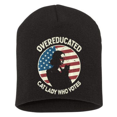 Overeducated Cat Lady Who Votes Short Acrylic Beanie