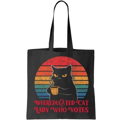 Overeducated Cat Lady Who Votes 2024 Election Vintage Cat Bag