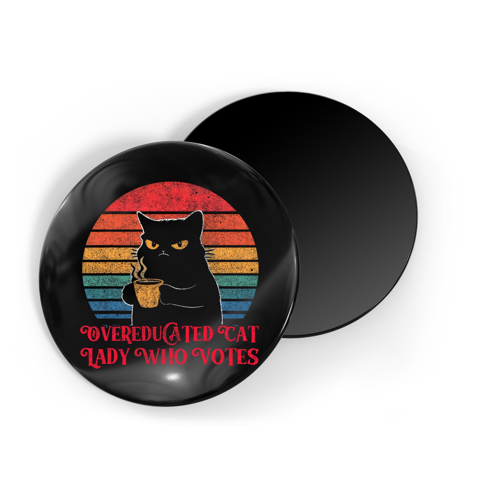Overeducated Cat Lady Who Votes 2024 Election Vintage Cat Magnet