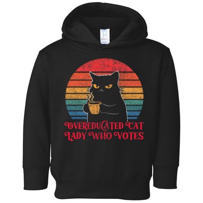 Overeducated Cat Lady Who Votes 2024 Election Vintage Cat Toddler Hoodie