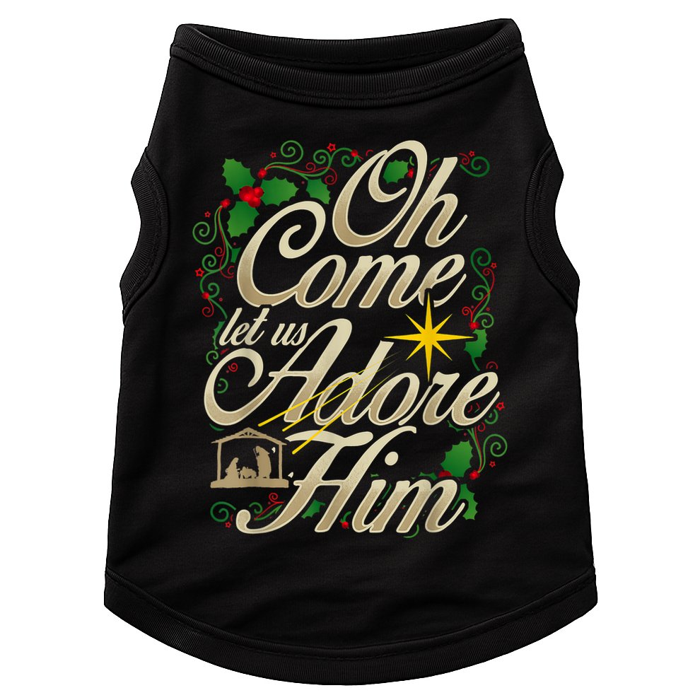 Oh Come Let Us Adore Him Nativity Christmas Religious Jesus Doggie Tank
