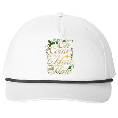 Oh Come Let Us Adore Him Nativity Christmas Religious Jesus Snapback Five-Panel Rope Hat