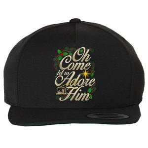 Oh Come Let Us Adore Him Nativity Christmas Religious Jesus Wool Snapback Cap