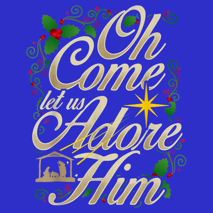 Oh Come Let Us Adore Him Nativity Christmas Religious Jesus Kids Sweatshirt