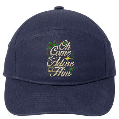 Oh Come Let Us Adore Him Nativity Christmas Religious Jesus 7-Panel Snapback Hat