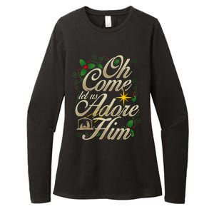 Oh Come Let Us Worship Him Christmas Nativity Scene Christmas Womens CVC Long Sleeve Shirt