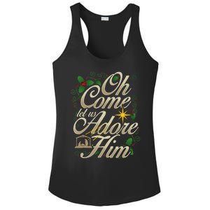 Oh Come Let Us Worship Him Christmas Nativity Scene Christmas Ladies PosiCharge Competitor Racerback Tank