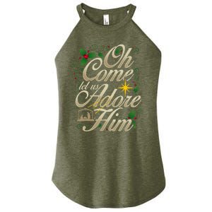 Oh Come Let Us Worship Him Christmas Nativity Scene Christmas Women's Perfect Tri Rocker Tank