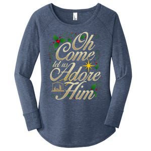 Oh Come Let Us Worship Him Christmas Nativity Scene Christmas Women's Perfect Tri Tunic Long Sleeve Shirt