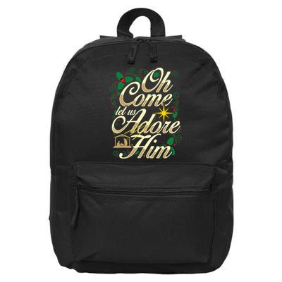 Oh Come Let Us Adore Him Nativity Christmas Religious Jesus 16 in Basic Backpack