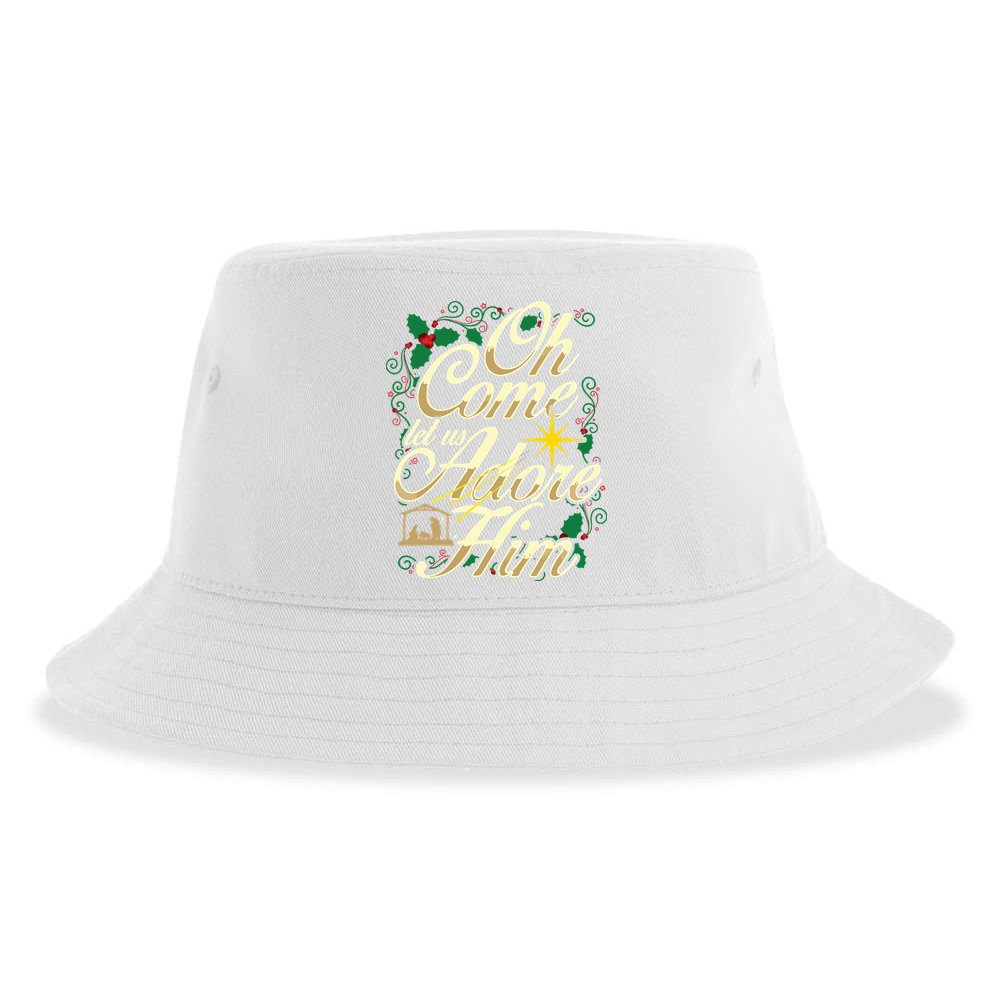 Oh Come Let Us Adore Him Nativity Christmas Religious Jesus Sustainable Bucket Hat