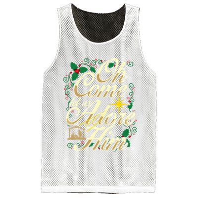 Oh Come Let Us Adore Him Nativity Christmas Religious Jesus Mesh Reversible Basketball Jersey Tank