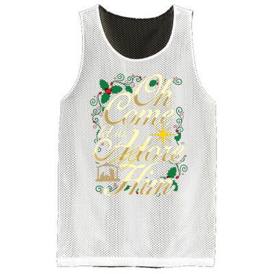 Oh Come Let Us Adore Him Nativity Christmas Religious Jesus Mesh Reversible Basketball Jersey Tank