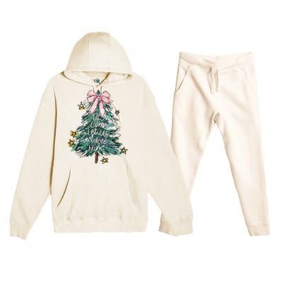 Oh Come Let Us Adore Him Christmas Xmas Tree Christian Jesus Premium Hooded Sweatsuit Set