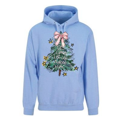 Oh Come Let Us Adore Him Christmas Xmas Tree Christian Jesus Unisex Surf Hoodie