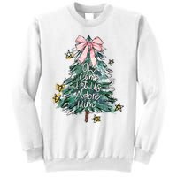 Oh Come Let Us Adore Him Christmas Xmas Tree Christian Jesus Sweatshirt