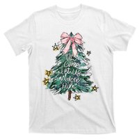 Oh Come Let Us Adore Him Christmas Xmas Tree Christian Jesus T-Shirt