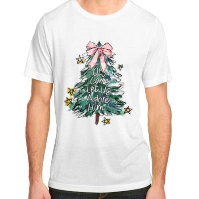 Oh Come Let Us Adore Him Christmas Xmas Tree Christian Jesus Adult ChromaSoft Performance T-Shirt