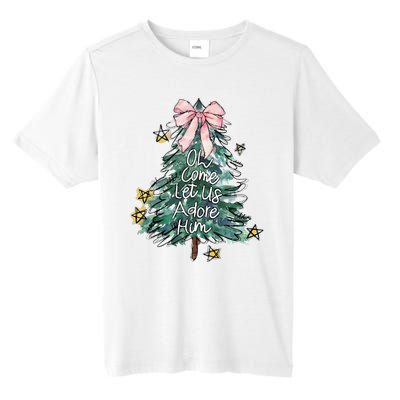 Oh Come Let Us Adore Him Christmas Xmas Tree Christian Jesus Tall Fusion ChromaSoft Performance T-Shirt