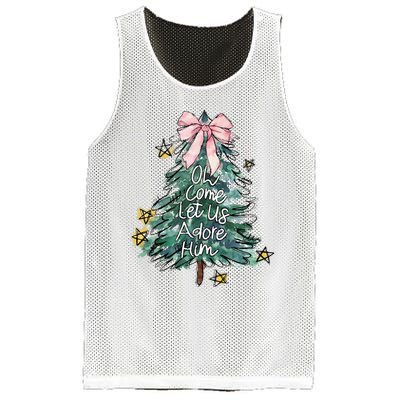 Oh Come Let Us Adore Him Christmas Xmas Tree Christian Jesus Mesh Reversible Basketball Jersey Tank