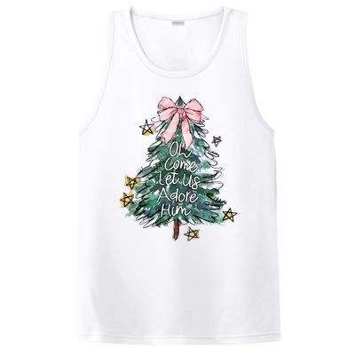 Oh Come Let Us Adore Him Christmas Xmas Tree Christian Jesus PosiCharge Competitor Tank