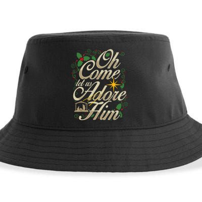 Oh Come Let Us Adore Him Nativity Christmas Religious Jesus Sustainable Bucket Hat