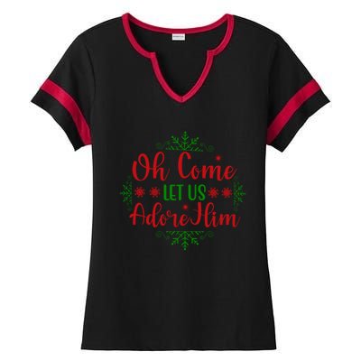 Oh Come Let Us Adore Him Cool Gift Ladies Halftime Notch Neck Tee