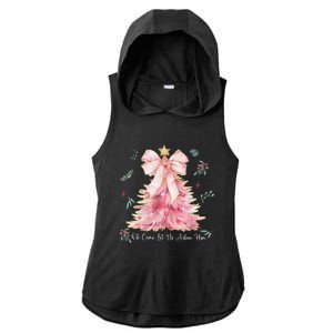 Oh Come Let Us Adore Him Coquette Bow Christmas Tree Ladies PosiCharge Tri-Blend Wicking Draft Hoodie Tank