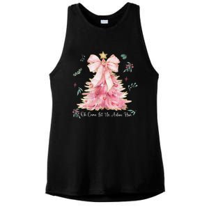 Oh Come Let Us Adore Him Coquette Bow Christmas Tree Ladies PosiCharge Tri-Blend Wicking Tank