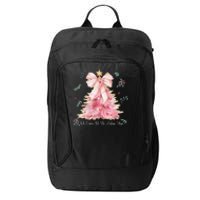 Oh Come Let Us Adore Him Coquette Bow Christmas Tree City Backpack