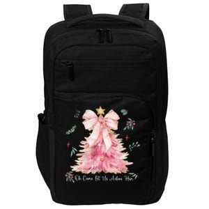 Oh Come Let Us Adore Him Coquette Bow Christmas Tree Impact Tech Backpack