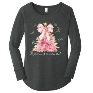 Oh Come Let Us Adore Him Coquette Bow Christmas Tree Women's Perfect Tri Tunic Long Sleeve Shirt