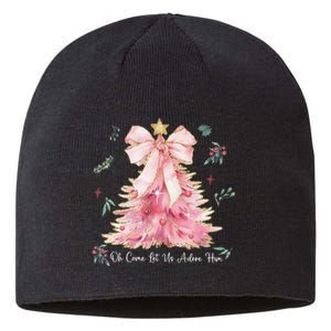 Oh Come Let Us Adore Him Coquette Bow Christmas Tree Sustainable Beanie