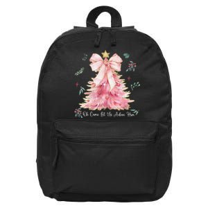 Oh Come Let Us Adore Him Coquette Bow Christmas Tree 16 in Basic Backpack